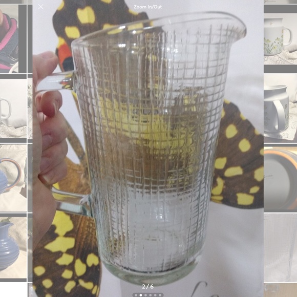 Clear Glass Basket Weave Design Water/Martini Pitcher 7.5” Tall - Picture 2 of 6